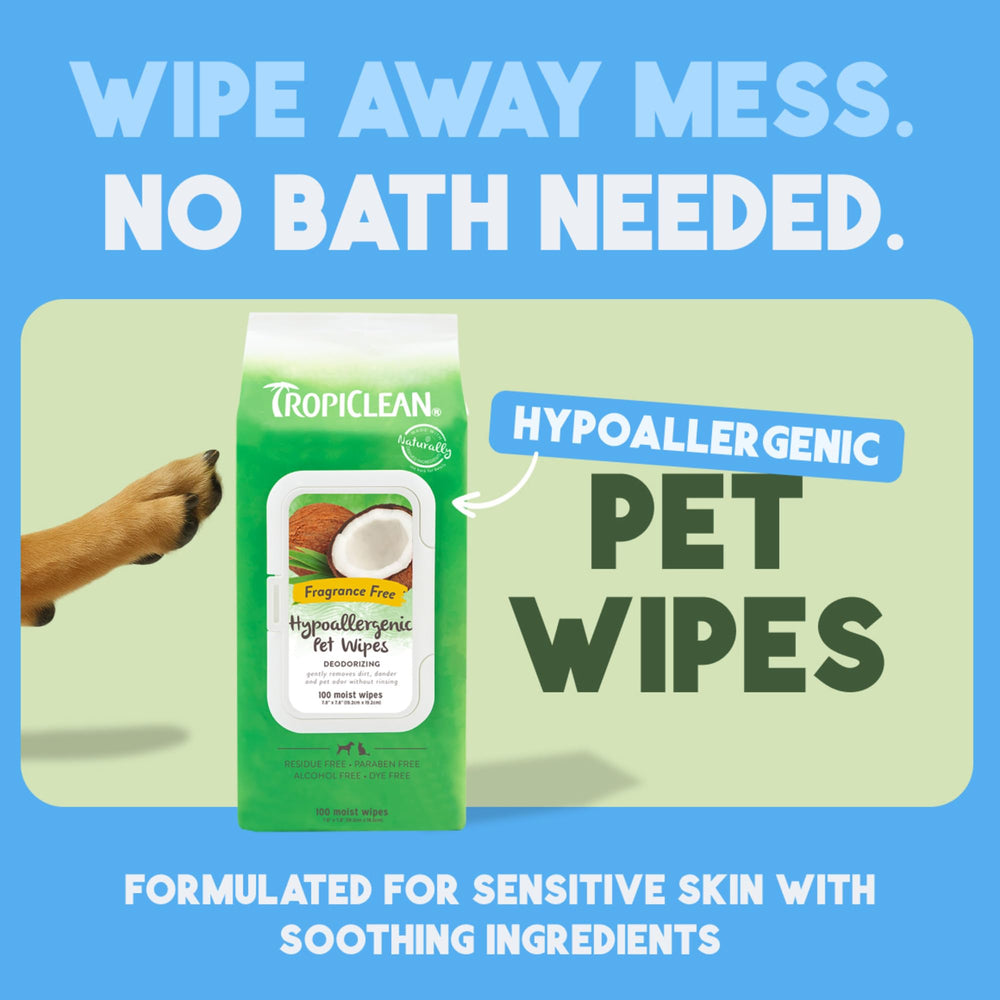TropiClean hypoallergenic dog wipes paws for quick cleanup after walks