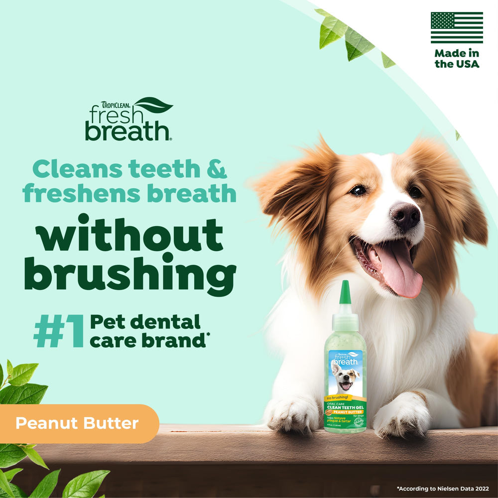 TropiClean no-brushing-needed toothpaste image showing simple dog oral care