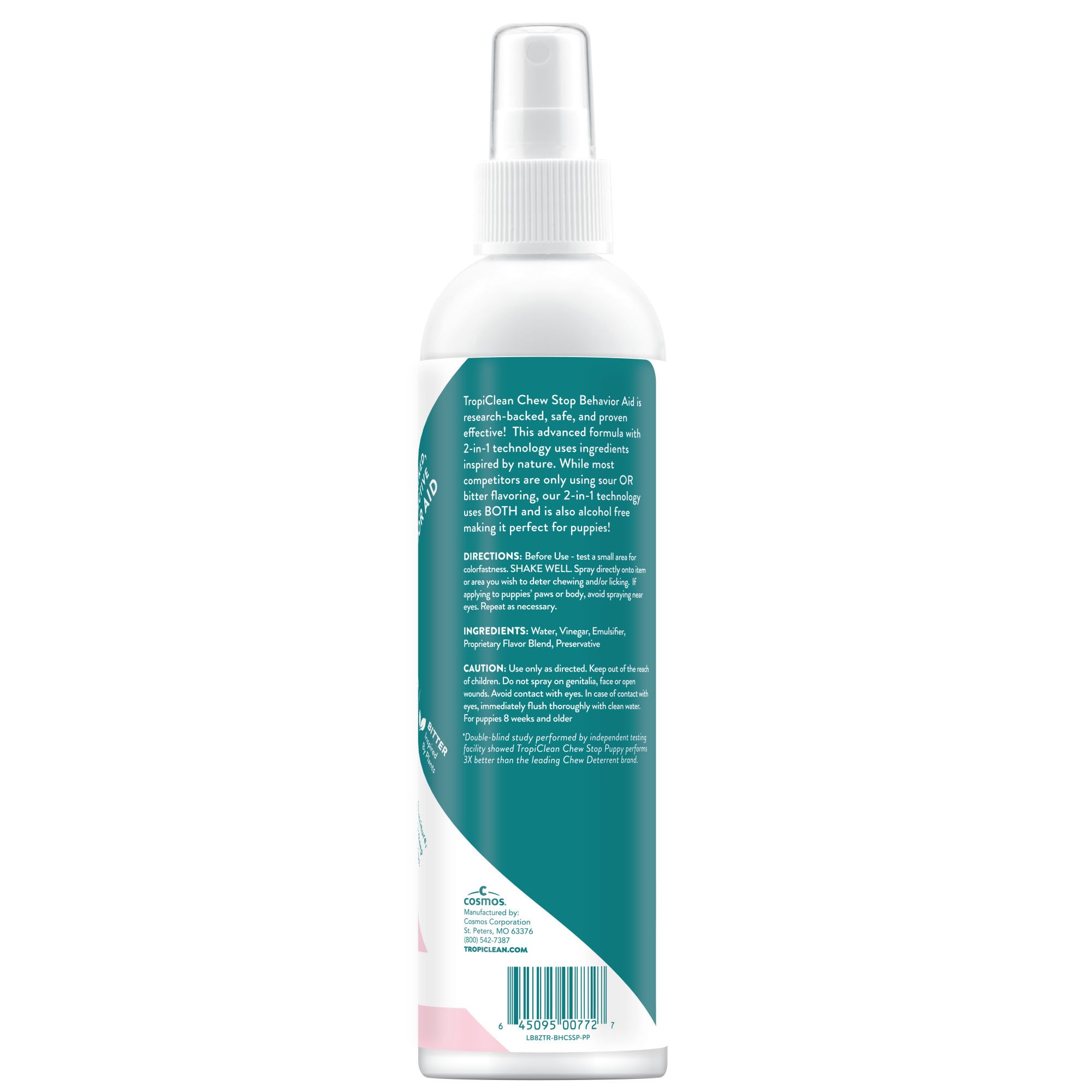 TropiClean No Mordida Spray, etiqueta frontal para identificar uso en casa.