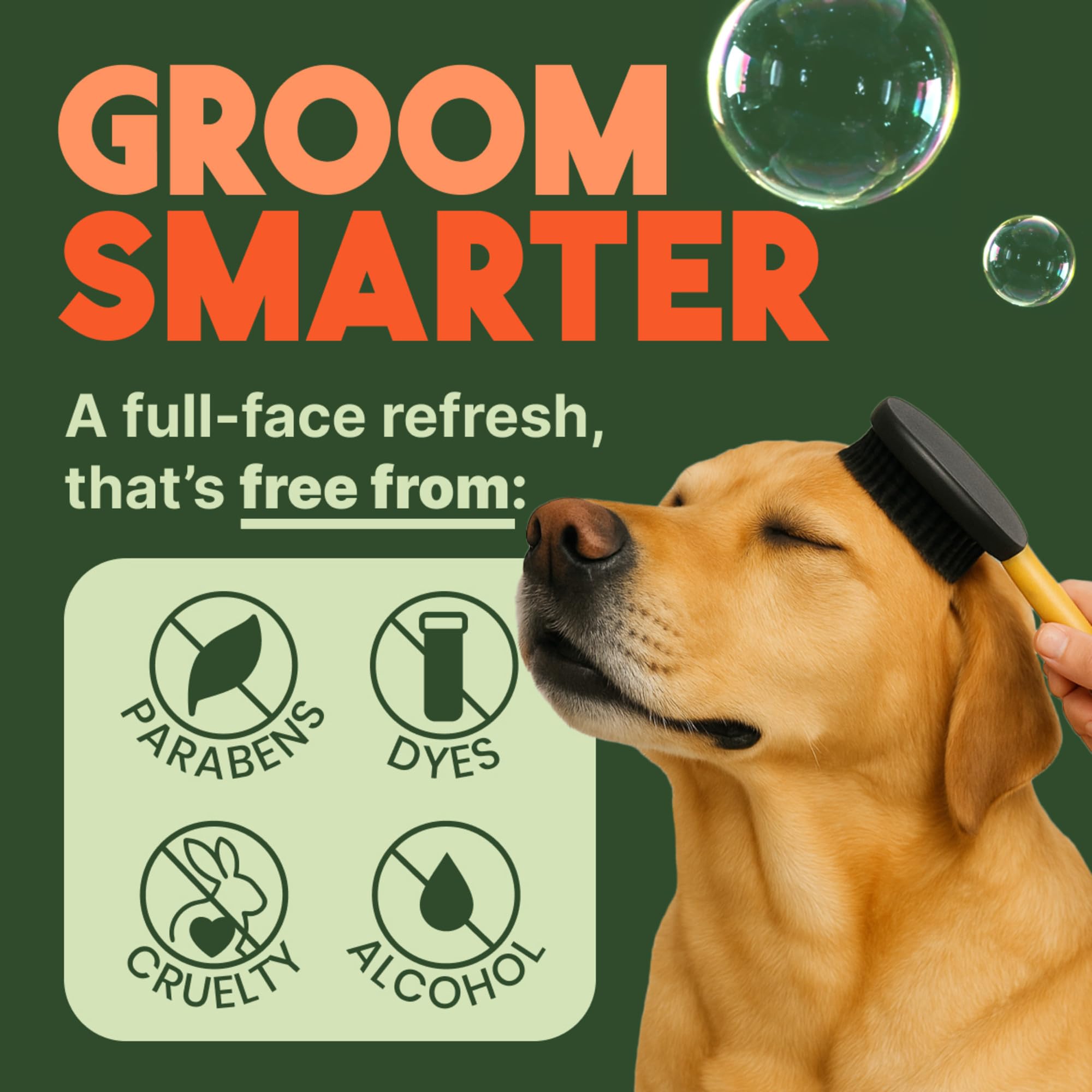 TropiClean No-Rinse with papaya-coconut scent for tropical freshness during grooming.