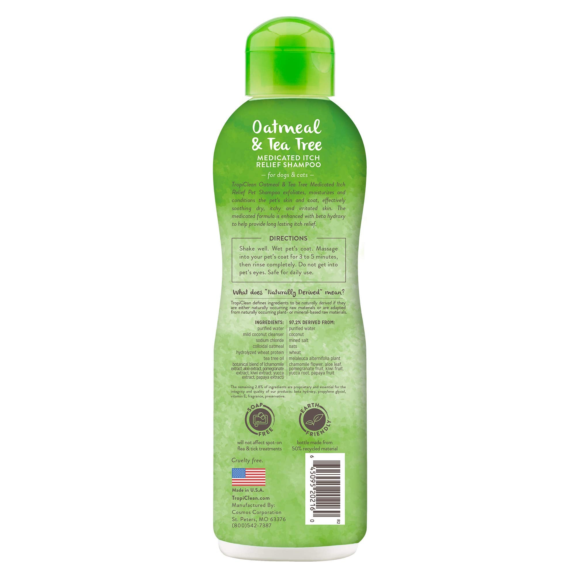 TropiClean Oatmeal dog shampoo foamy lather—rich suds for easy, thorough washes.