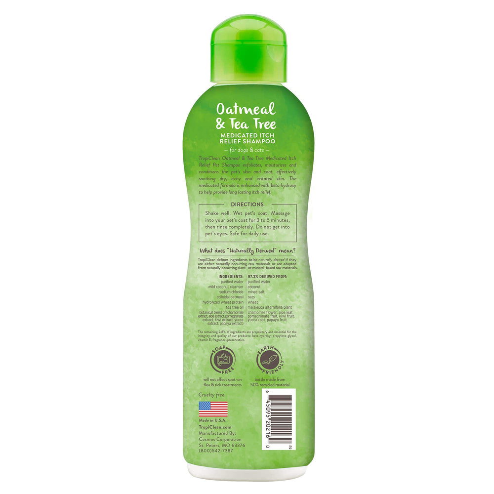 TropiClean Oatmeal dog shampoo foamy lather—rich suds for easy, thorough washes.