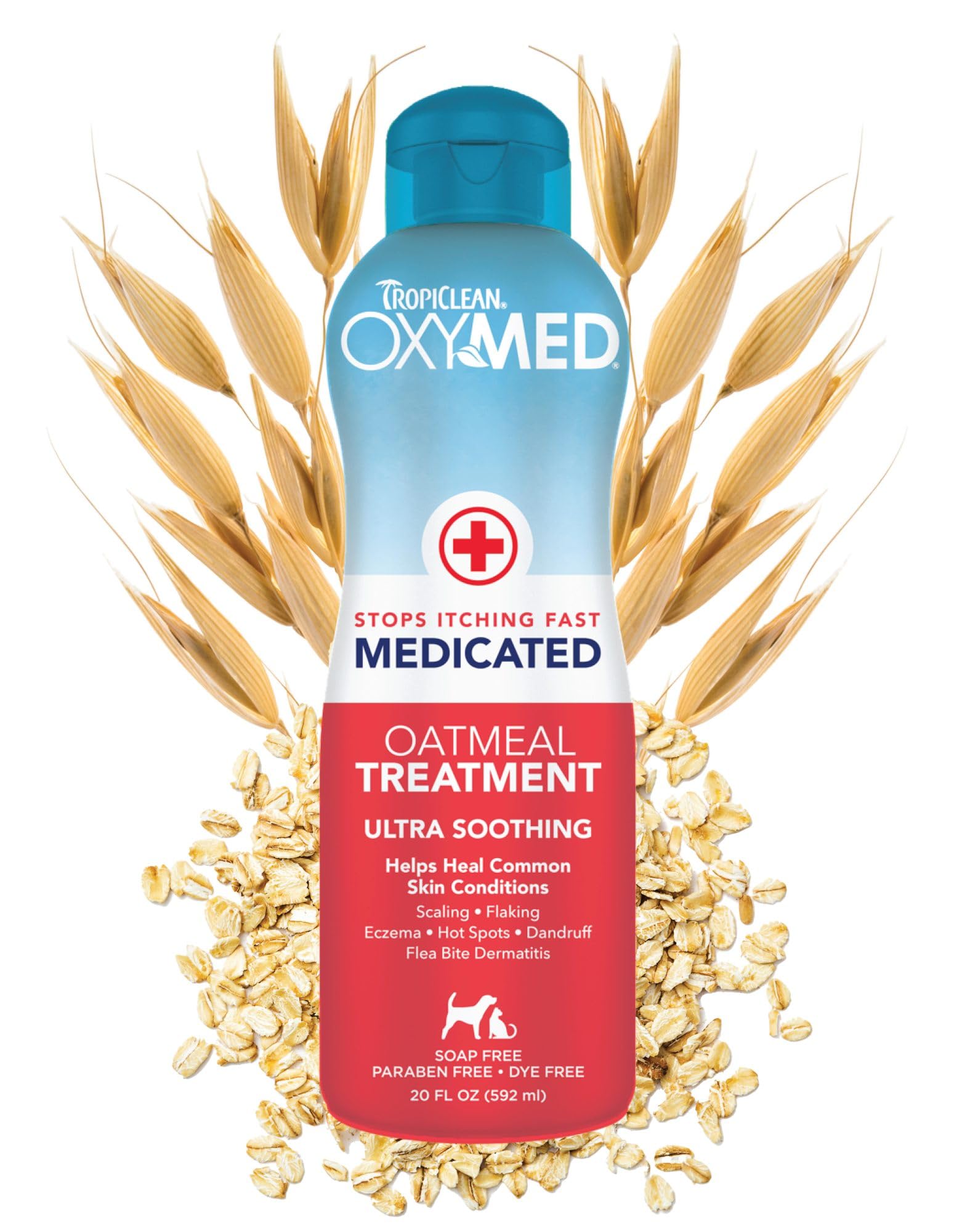 TropiClean Oxymed bottle-front shows medicated itch-relief formula.