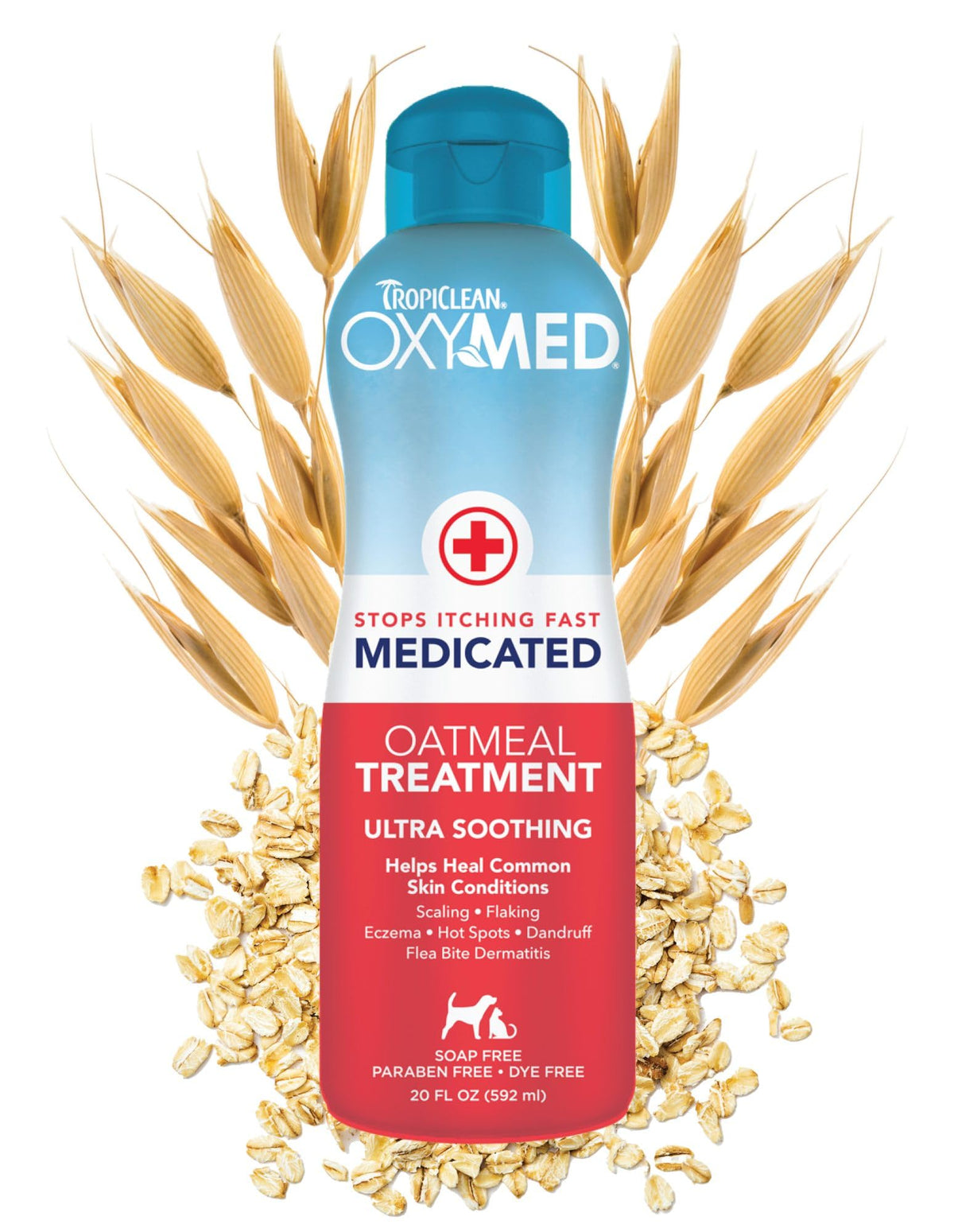 TropiClean Oxymed bottle-front shows medicated itch-relief formula.