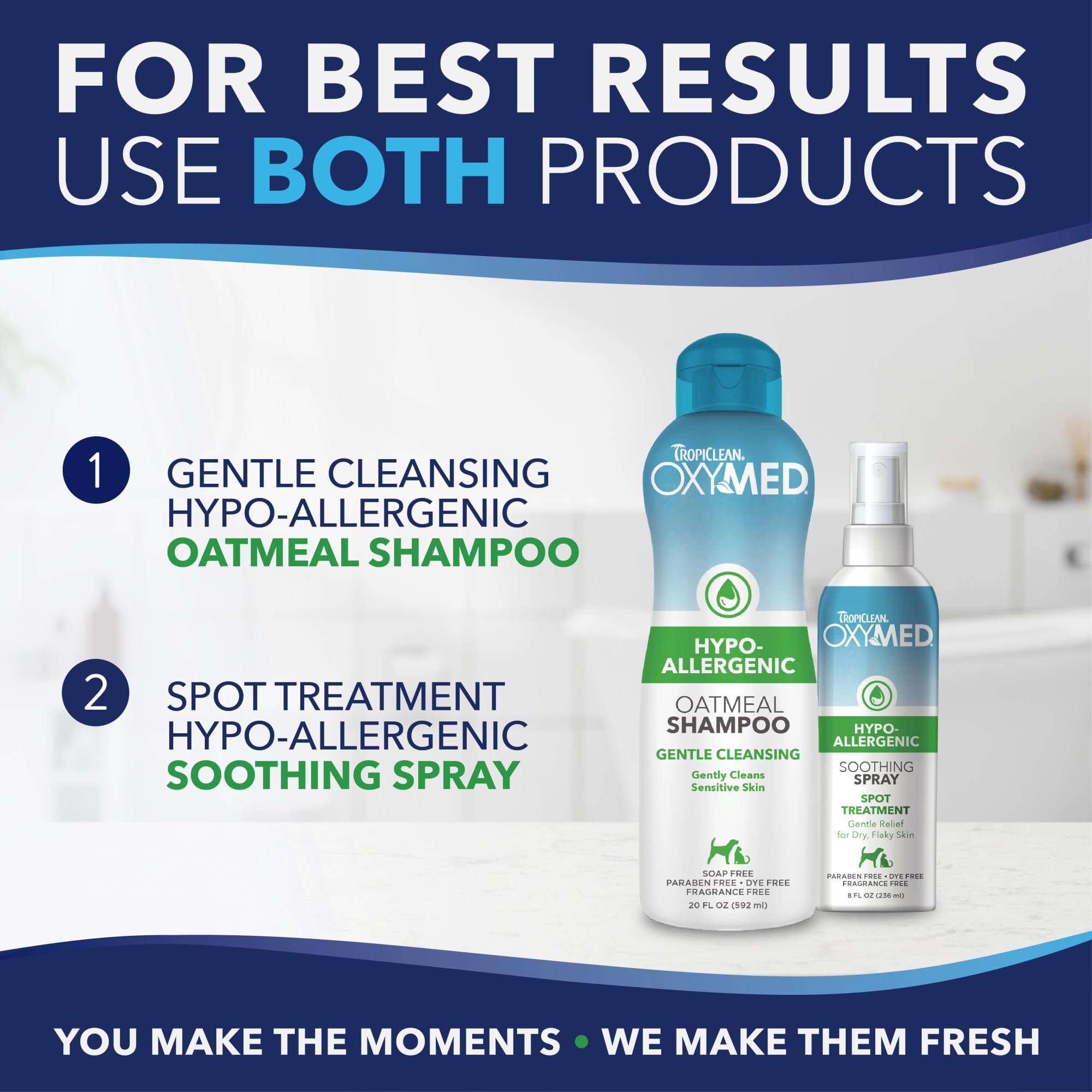 TropiClean OxyMed bath-time shot ready for grooming routine.