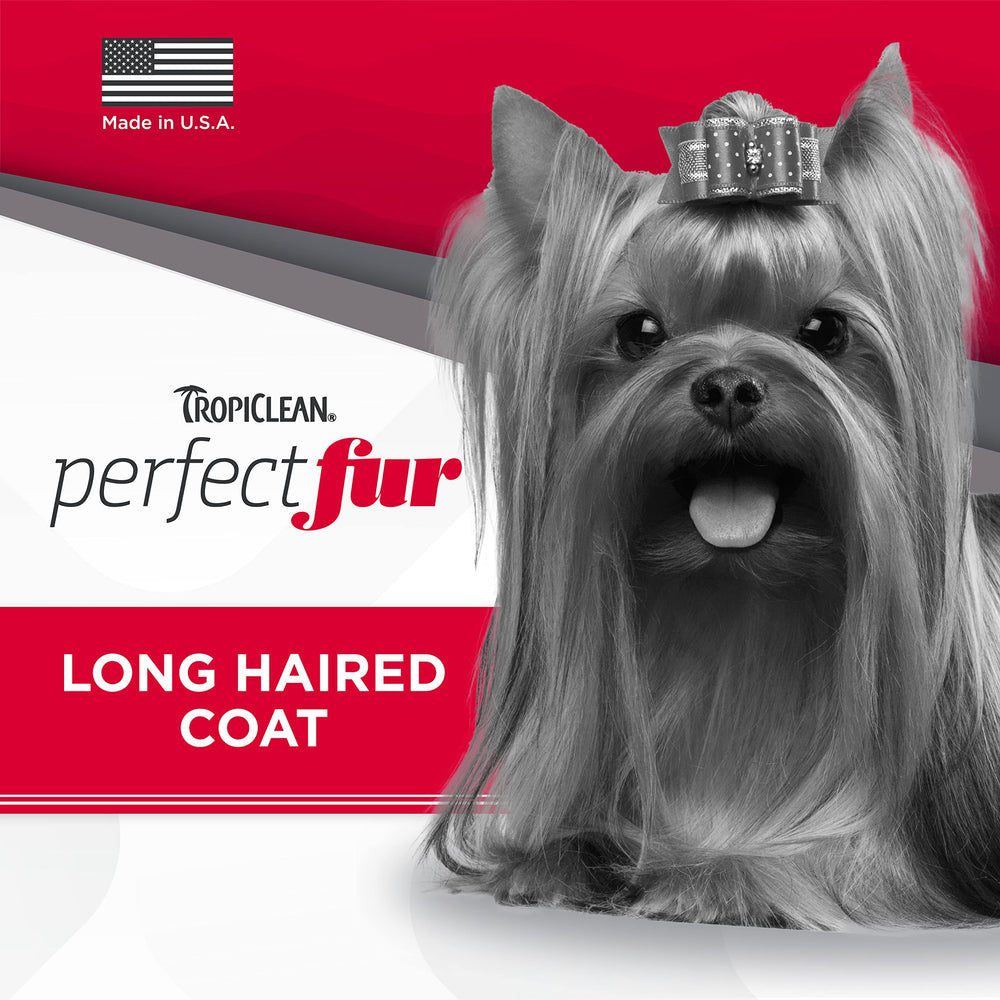 TropiClean Perfect Fur lather-foam showing rich hydration for soft fur