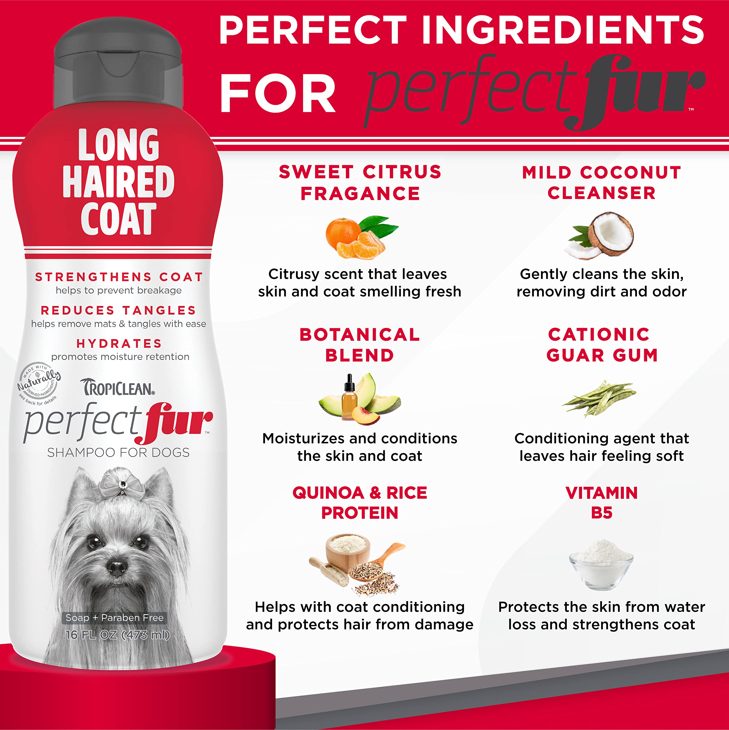 TropiClean quinoa protein rice bran ingredients for nourished fur