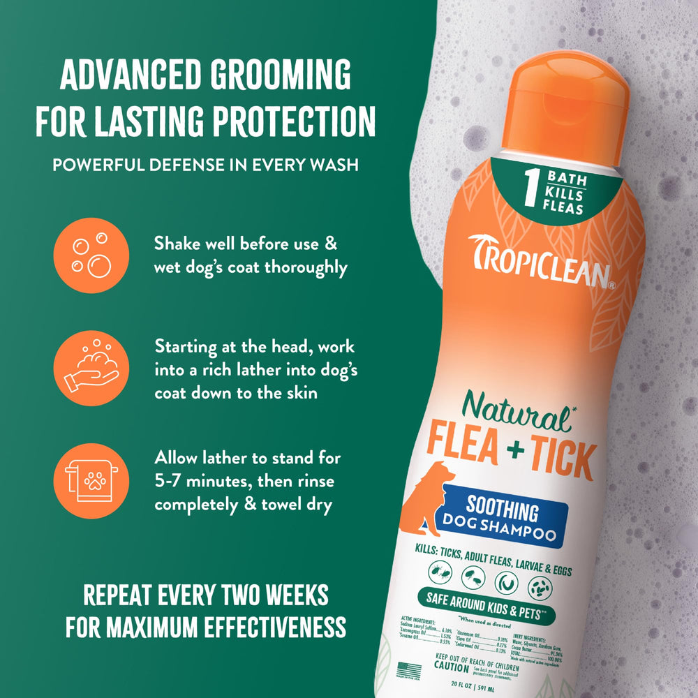 TropiClean Soothing Flea and Tick Shampoo safe around other pets in the household