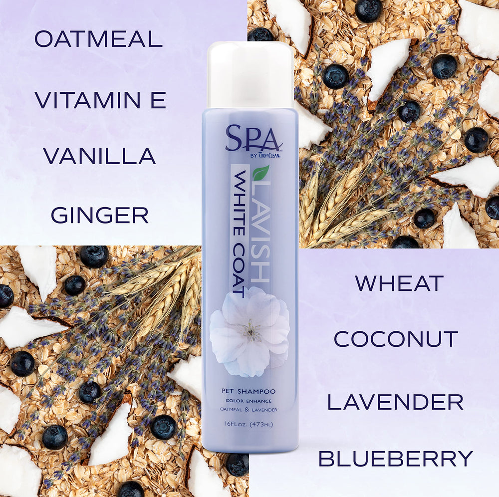 TropiClean SPA Lavish shampoo uses oatmeal to moisturize and soothe fur.