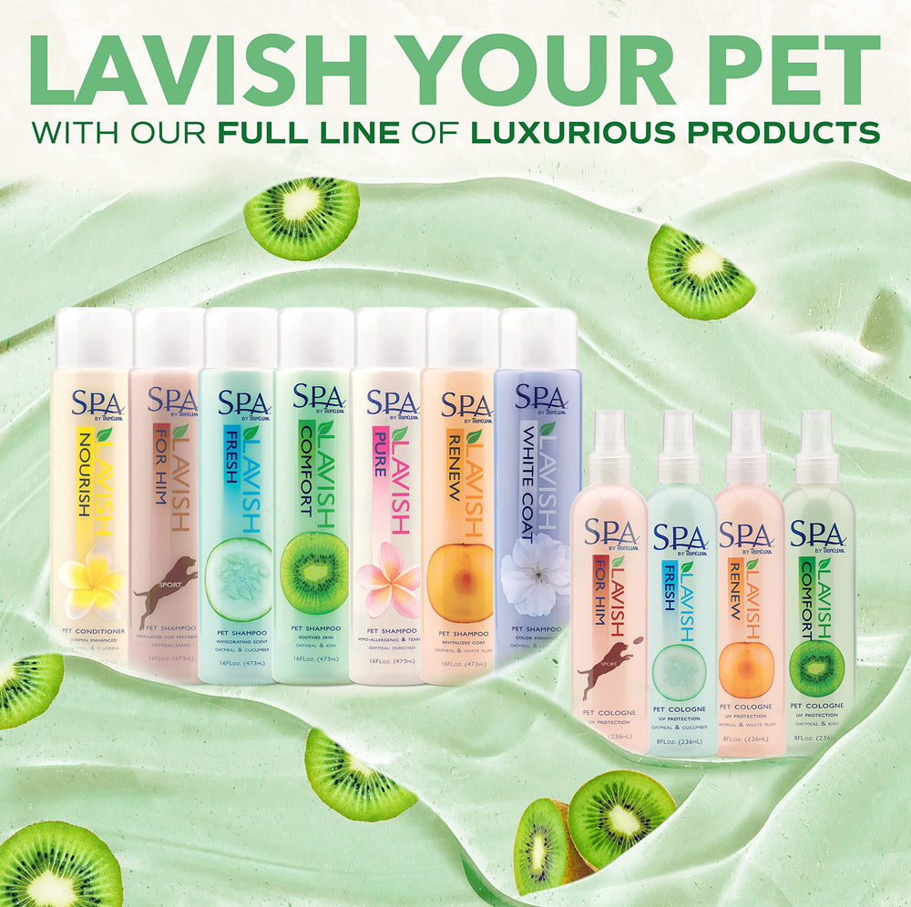 TropiClean Spa Lavish USA-made packaging signals domestic production and pet-owner trust.