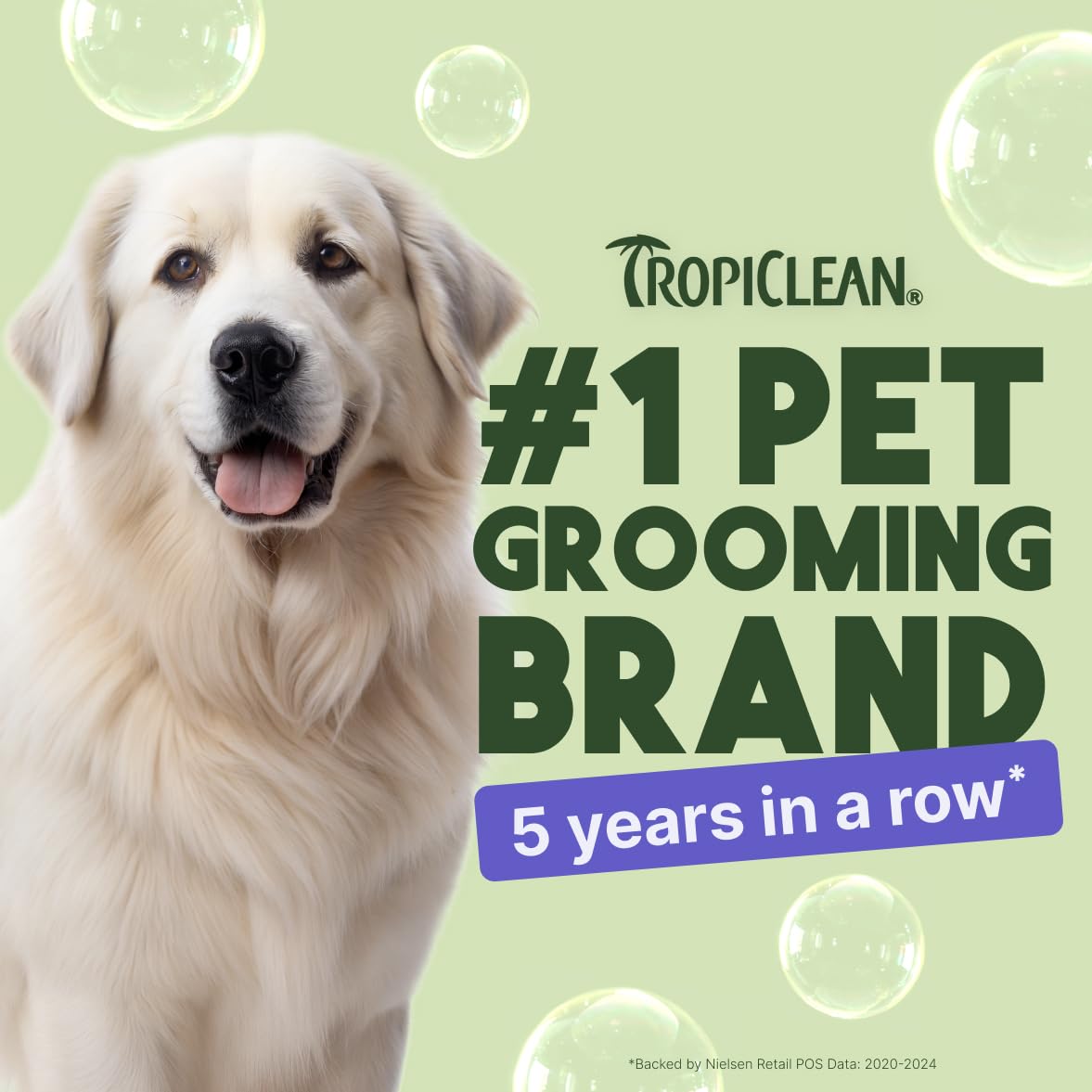 TropiClean whitening dog shampoo coat-brightening after wash enhances color.