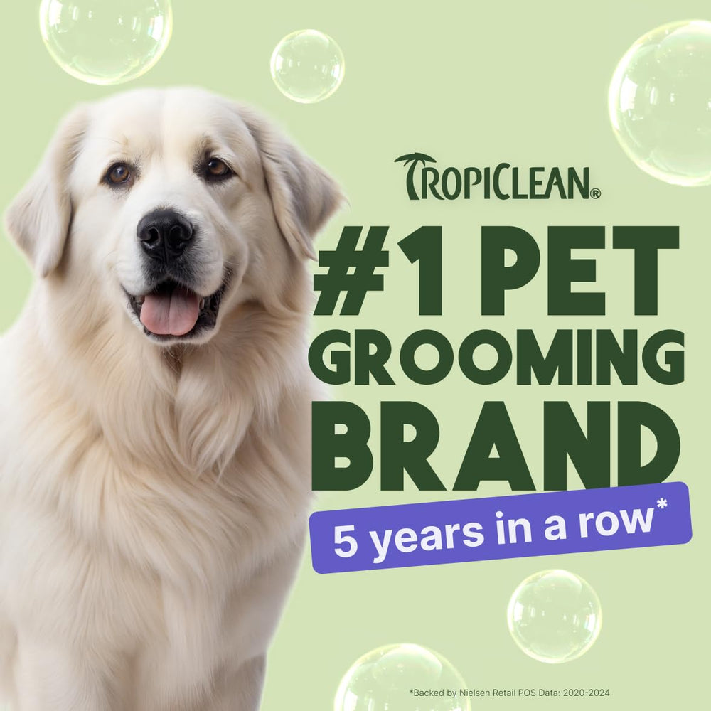 TropiClean whitening dog shampoo coat-brightening after wash enhances color.