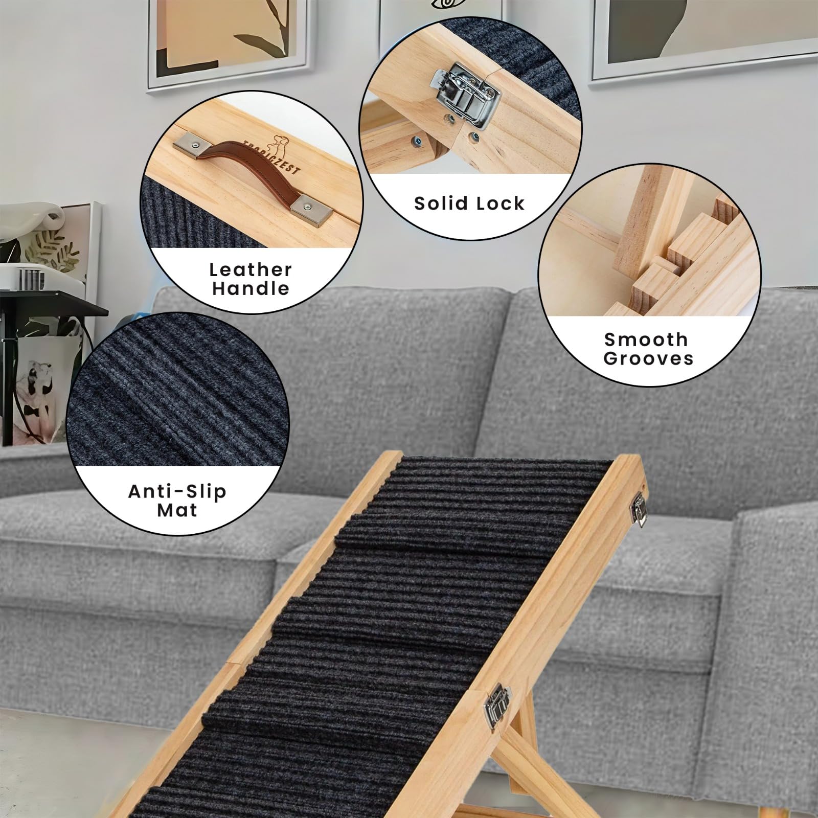 Tropiczest small dog ramp on sofa setup supports safe indoor access