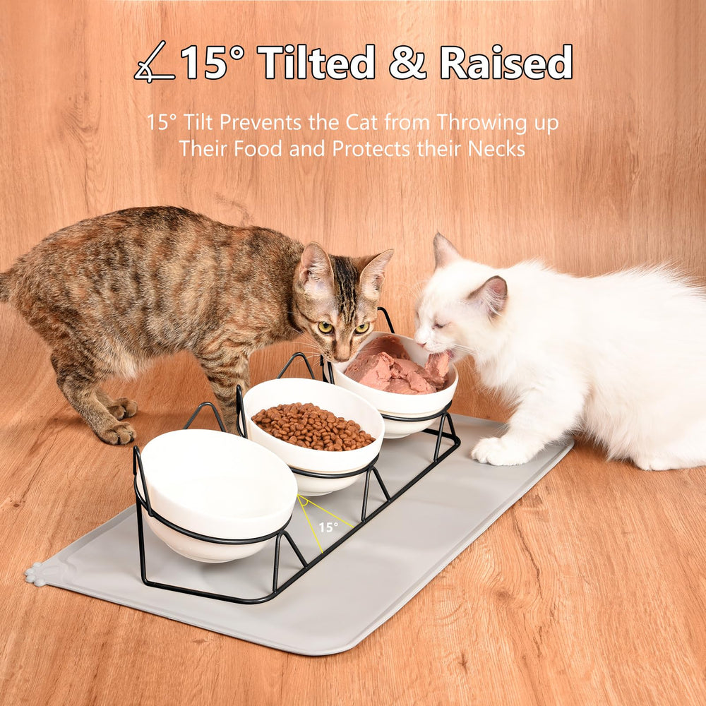 Trosetry cat ears stand adds cute design to sturdy elevated bowls.