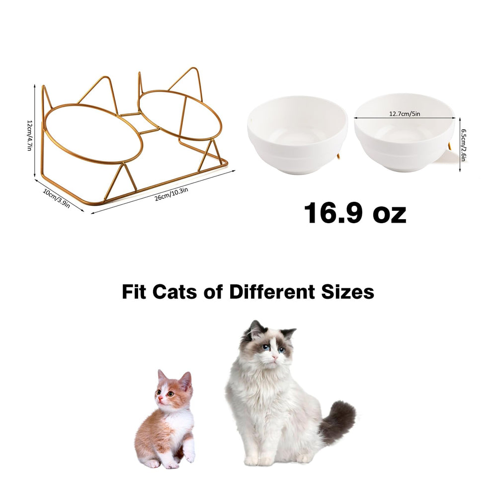 Trosetry cat bowls stand close-up ears design for stability.