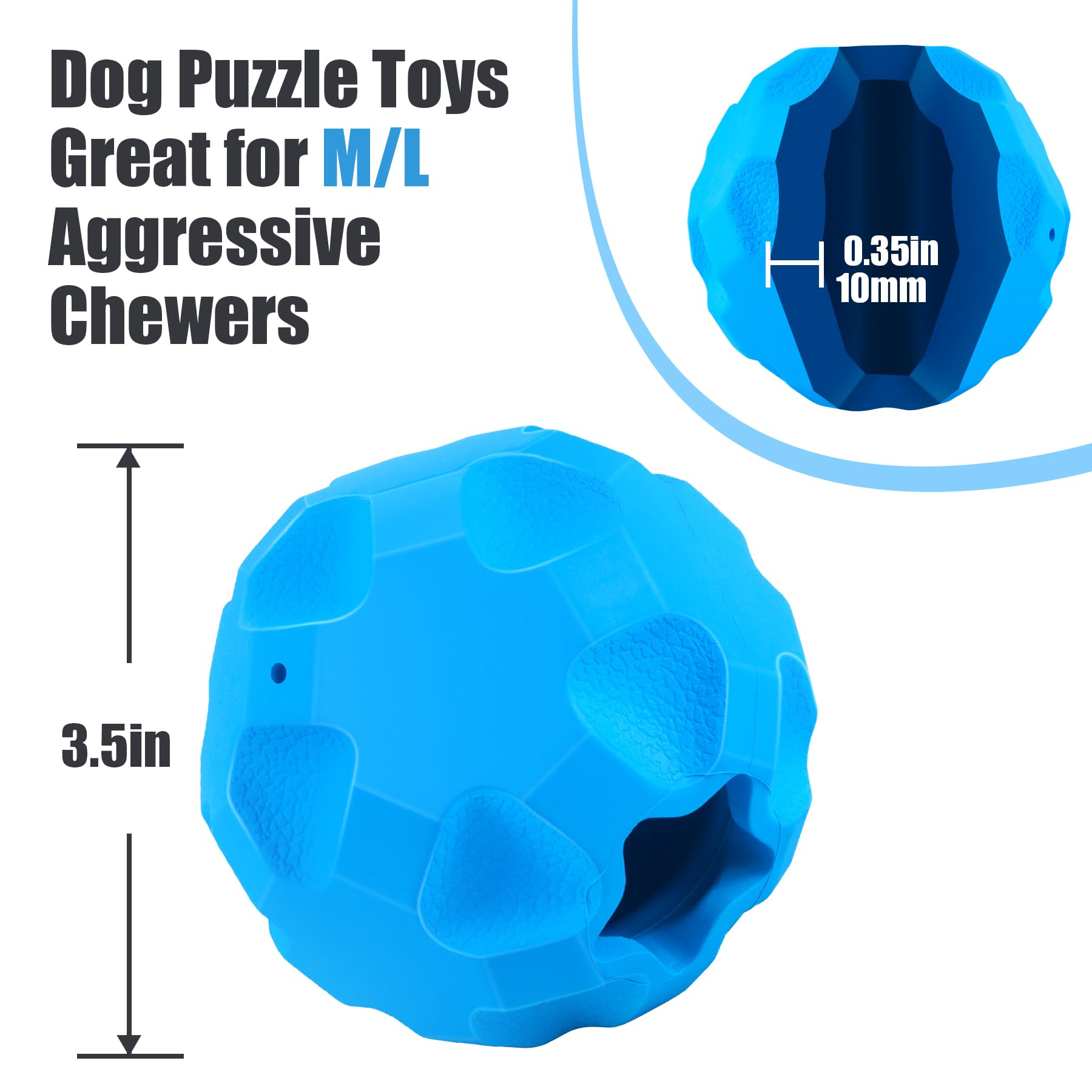 TROUSKAIG durable rubber ball closeup highlights chew resistance for tough chewers
