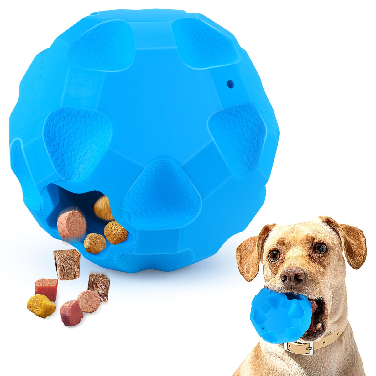 TROUSKAIG treat-dispensing ball front view boosts engagement for aggressive chewers