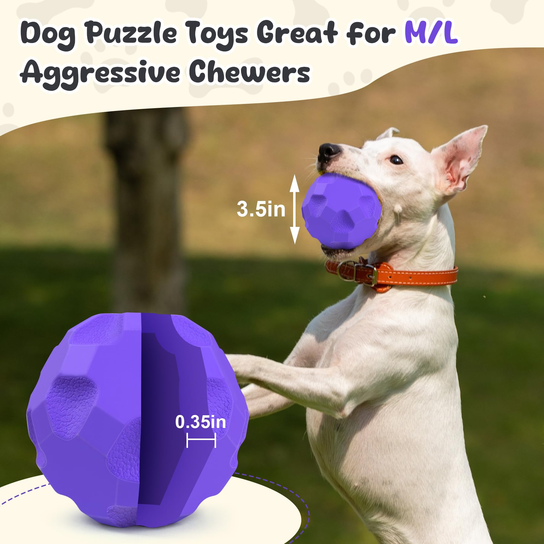 TROUSKAIG treat-dispensing-ball mechanism highlights slow reward play for dogs.