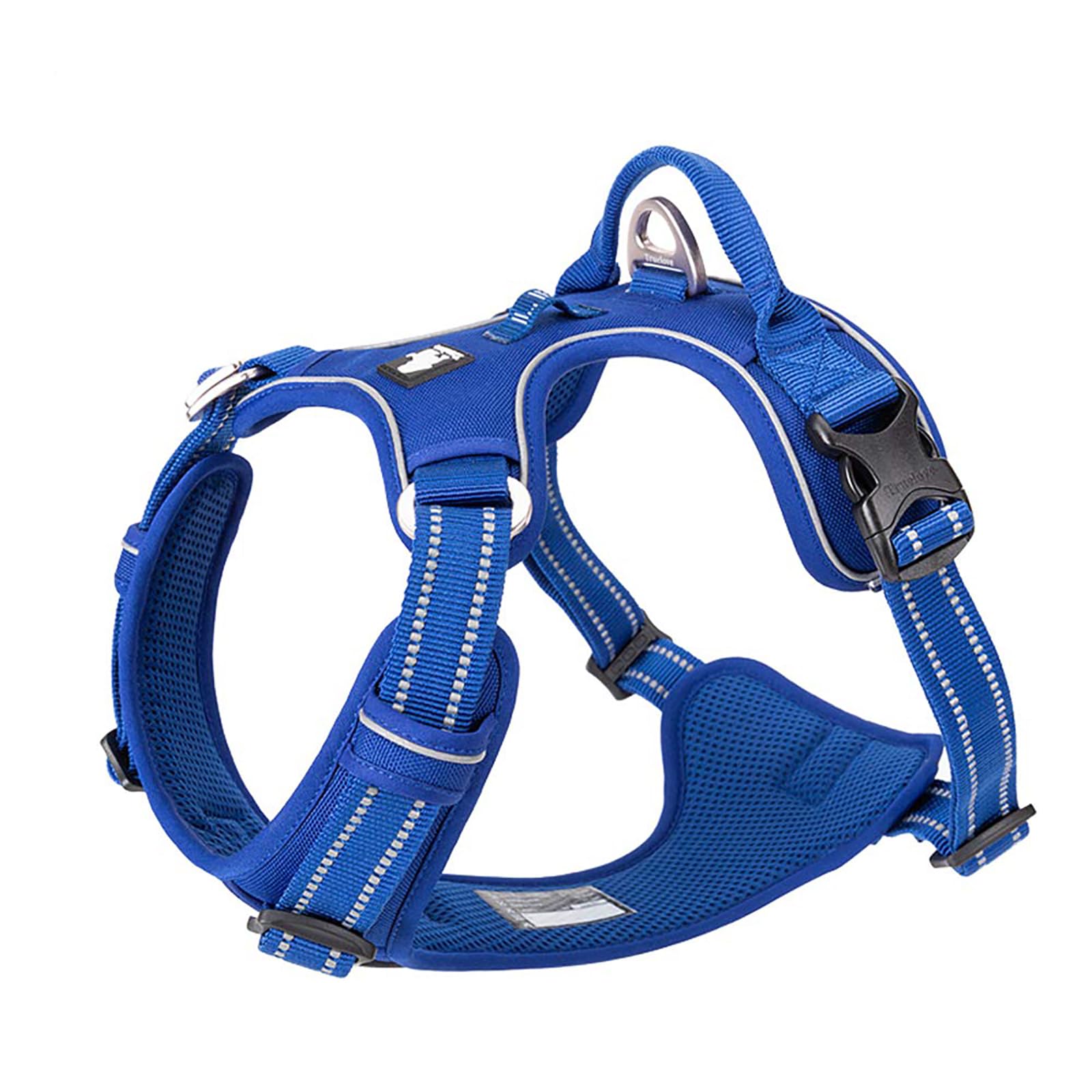 TRUE LOVE dog harness front view with reflective trim for safer night walks