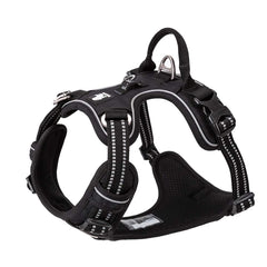 TRUE LOVE TLH56512 XL Black dog harness front view with reflective trim for visibility