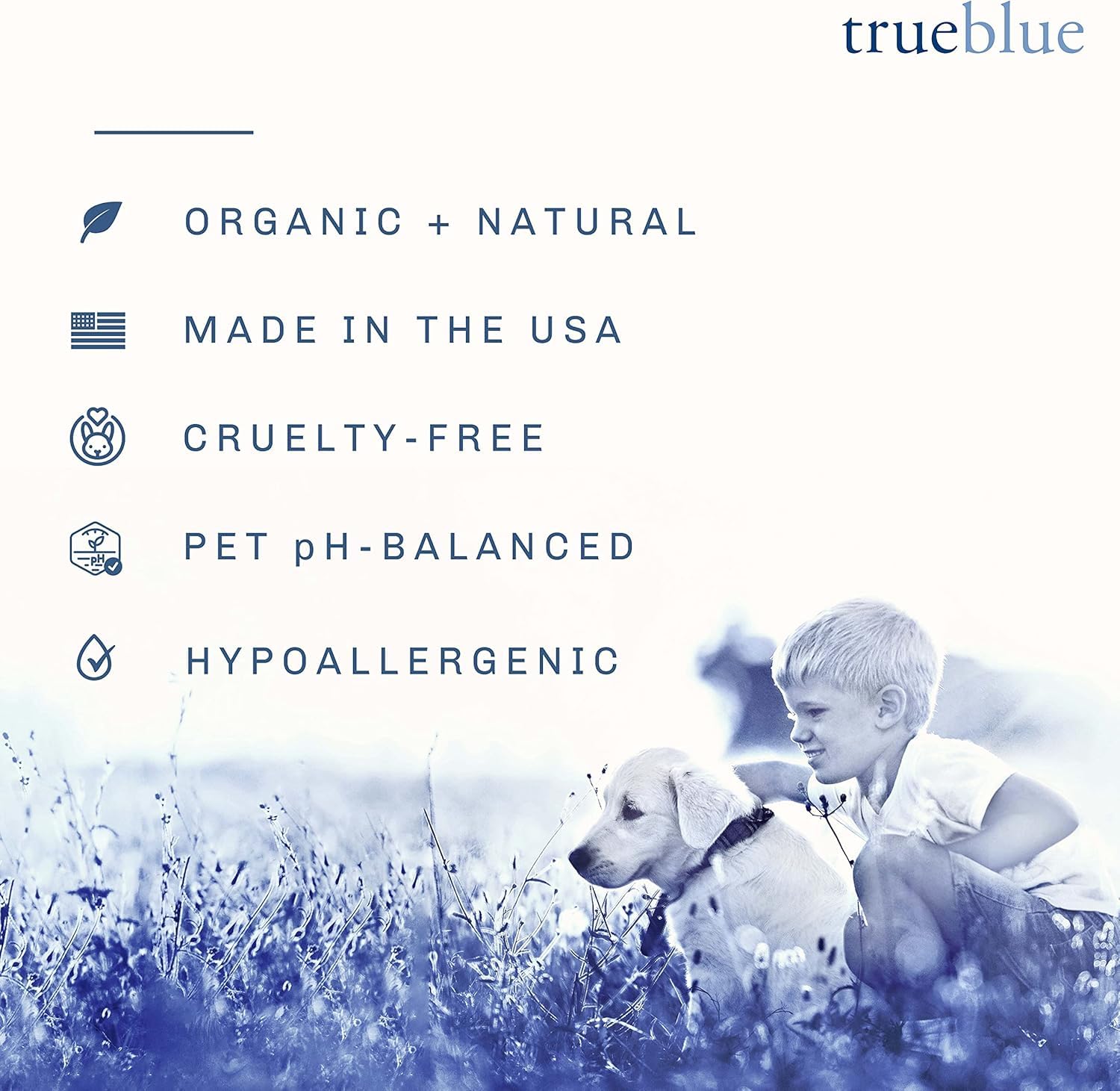 TrueBlue aroma suave, baño agradable para perros