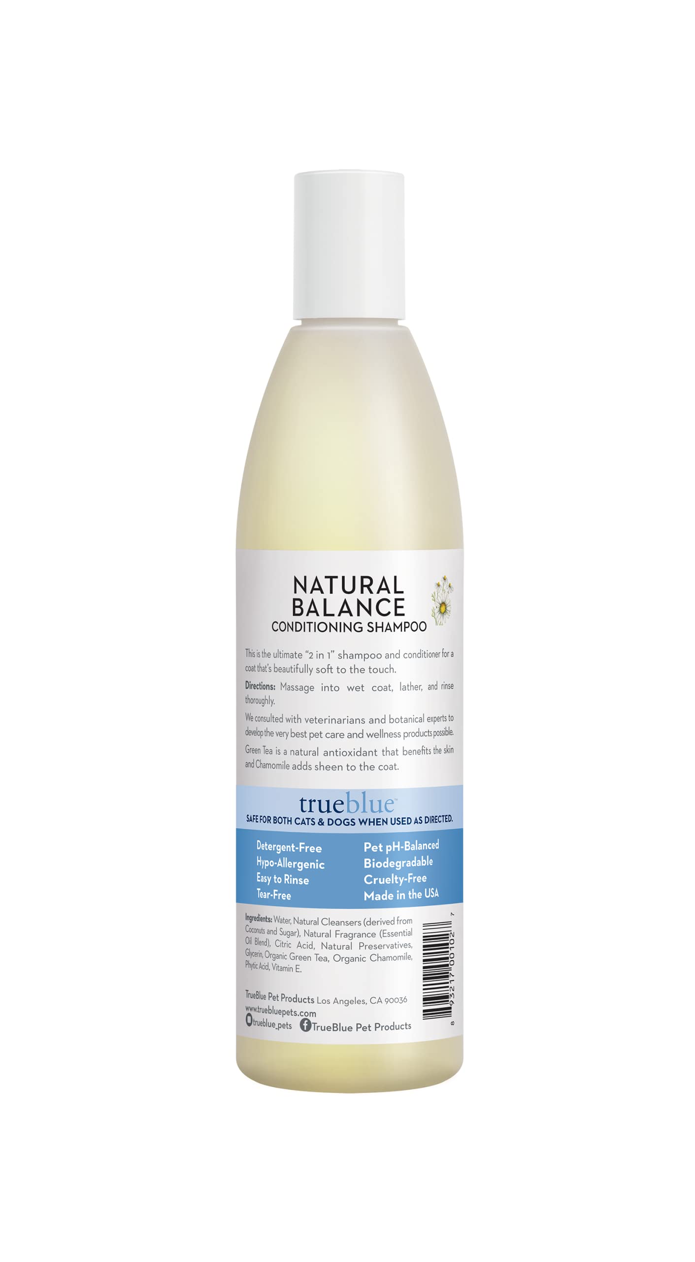 TrueBlue Natural Balance green tea ingredients highlight natural antioxidants for coat vitality.