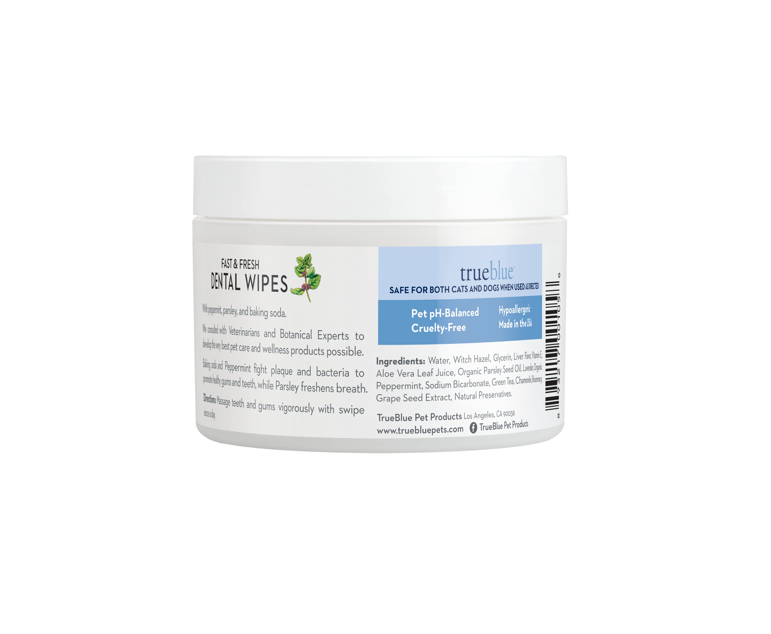 TrueBlue Parsley & Peppermint wipes texture pad close-up for plaque control.