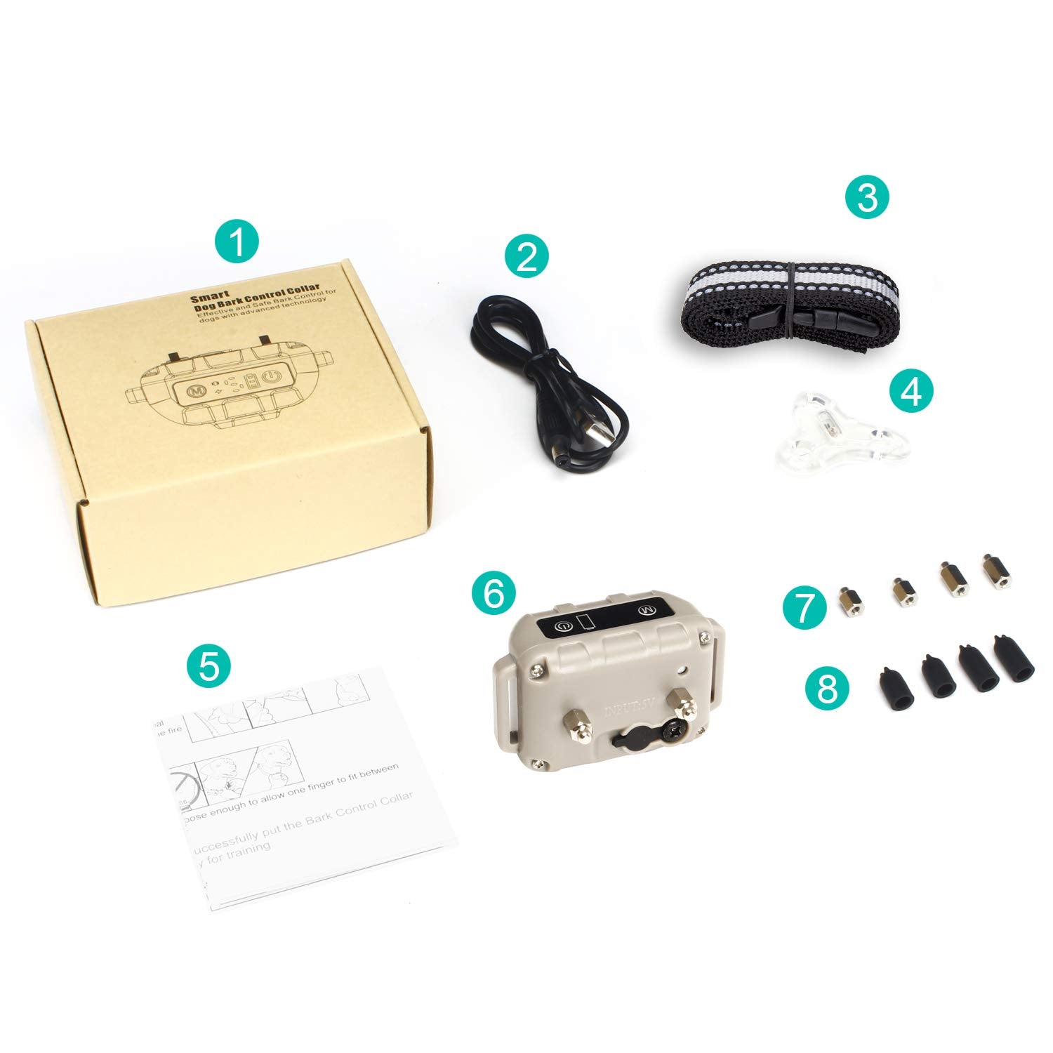 Trulrox bark collar size range shows suitability for small to large dogs.