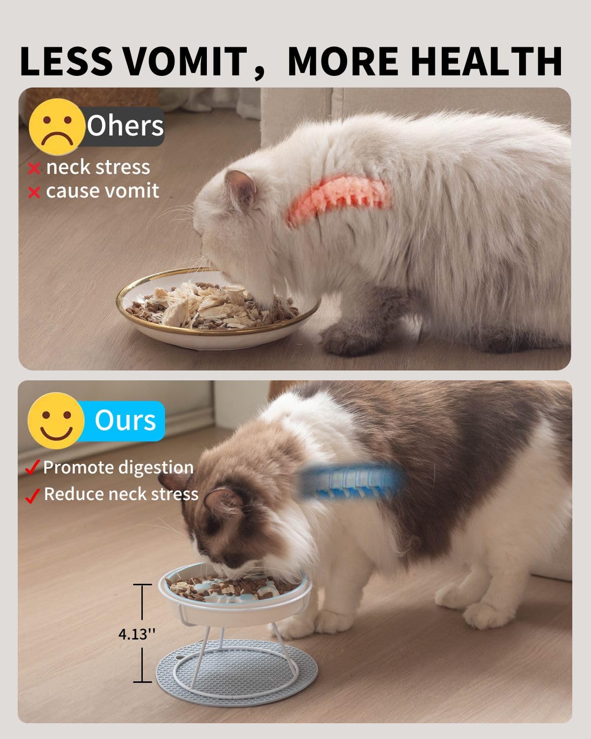 TRUNDISAN 2pc ceramic cat bowl set for wet and dry meals.