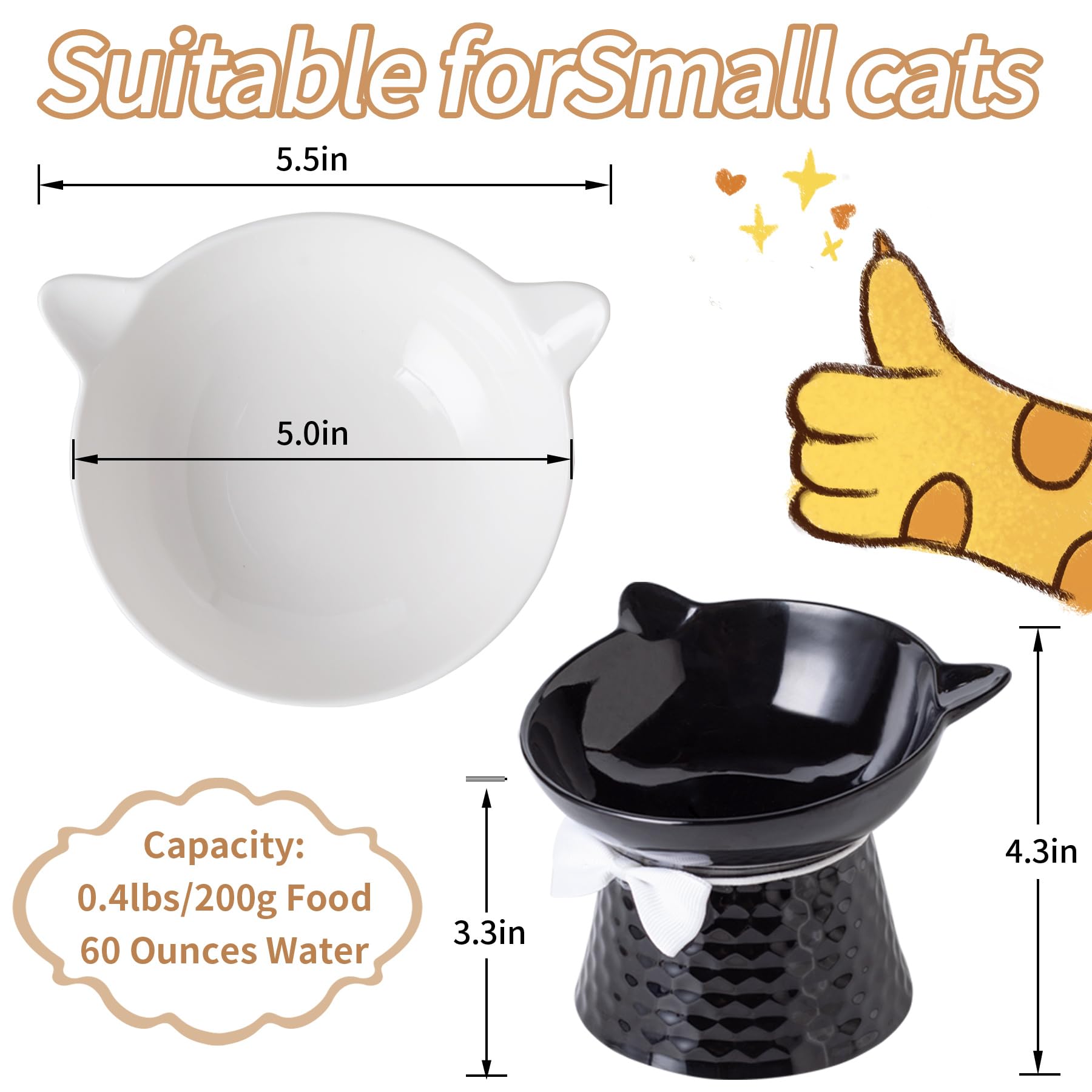 TRUNDISAN anti-vomit design cat bowl reduces spills during feeding.