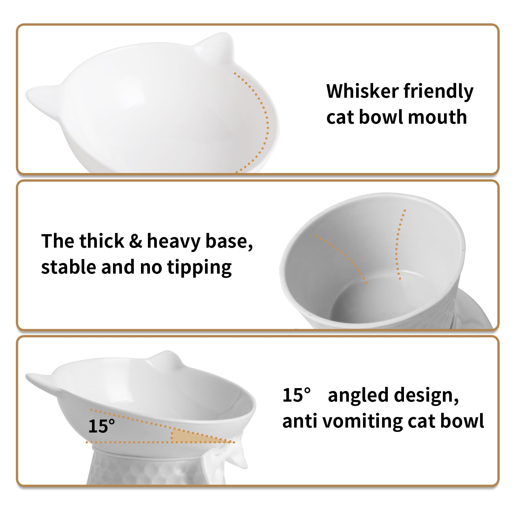 TRUNDISAN cat bowl stand with bow-tie pattern adds style and stability.