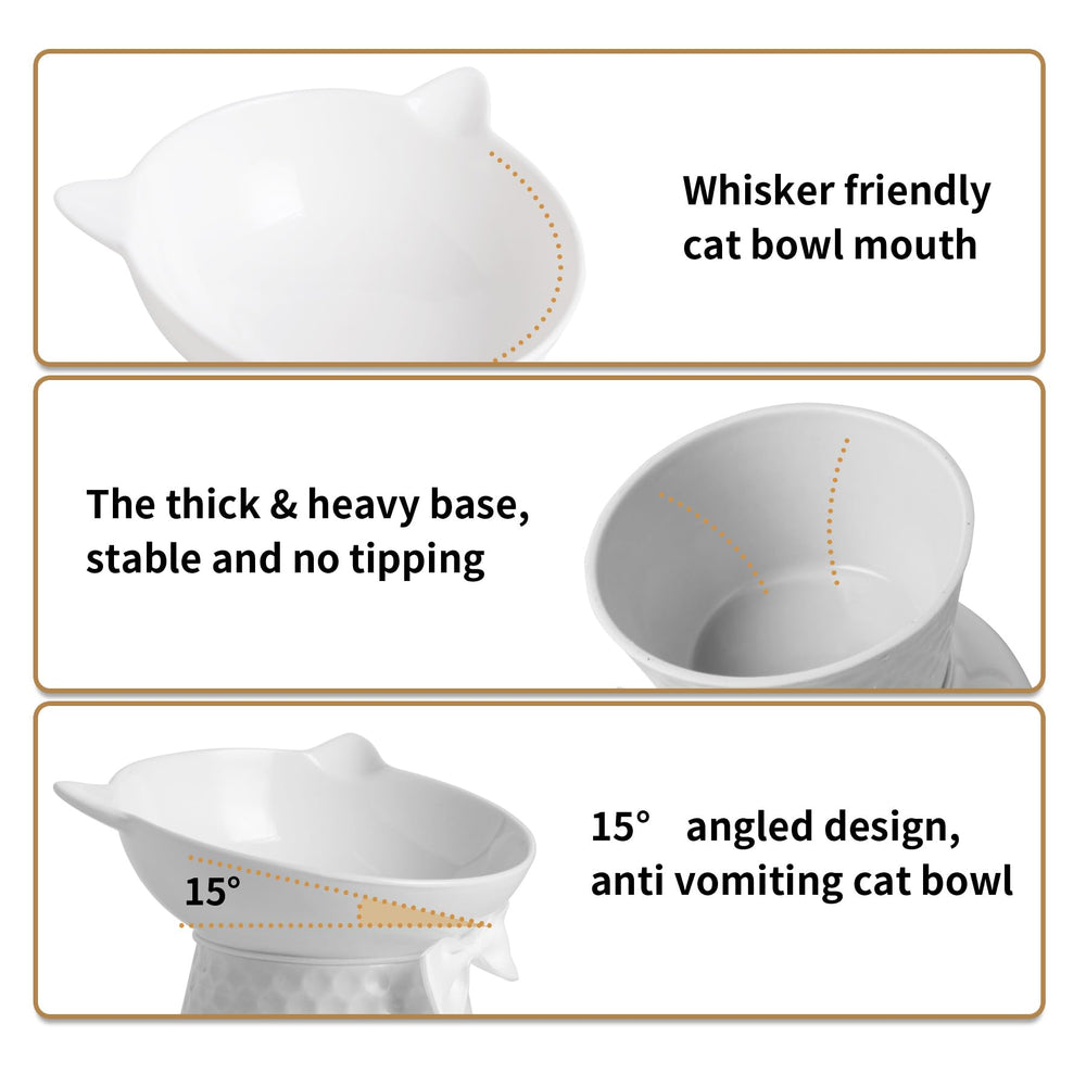 TRUNDISAN cat bowl stand with bow-tie pattern adds style and stability.
