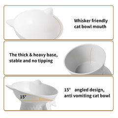 TRUNDISAN cat bowl stand with bow-tie pattern adds style and stability.