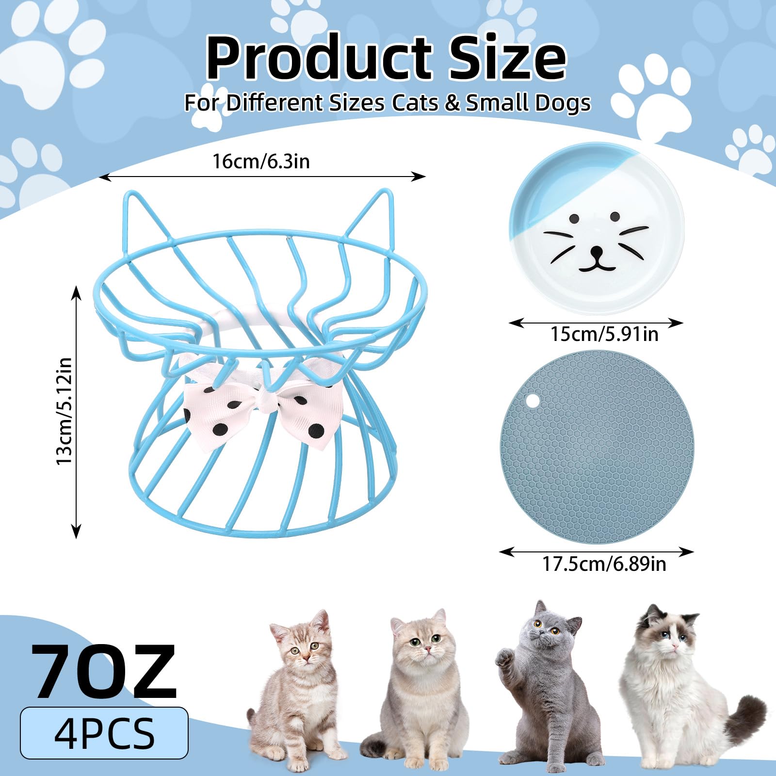 TRUNDISAN cat bowl stand paired with a non-slip mat keeps bowls steady.