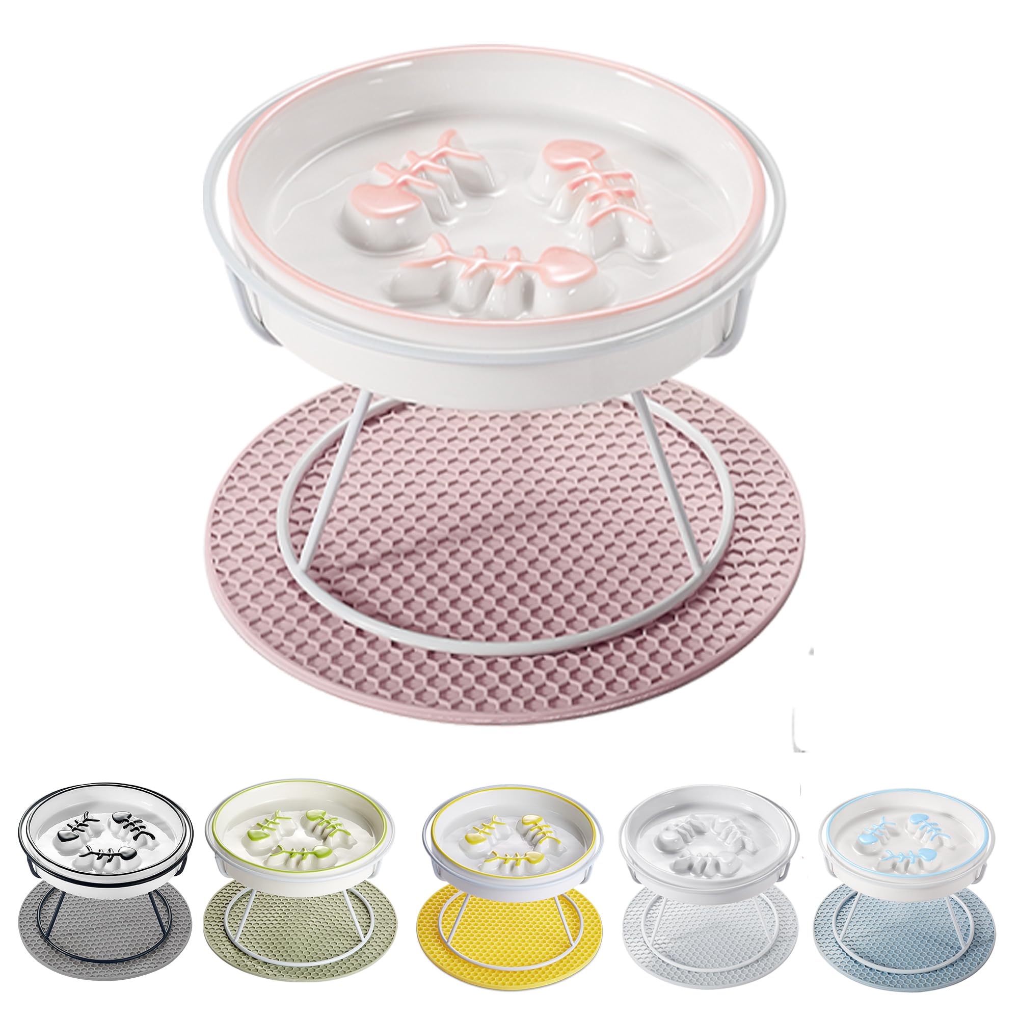 TRUNDISAN raised cat bowl front view promotes comfortable eating posture.