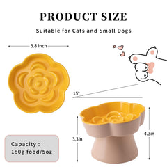 TRUNDISAN tilted cat bowl blue close-up emphasizing slow-feeder ridges for paced meals