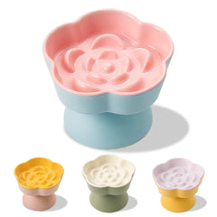 TRUNDISAN tilted cat bowl pink close-up showing ergonomic tilt for comfortable eating