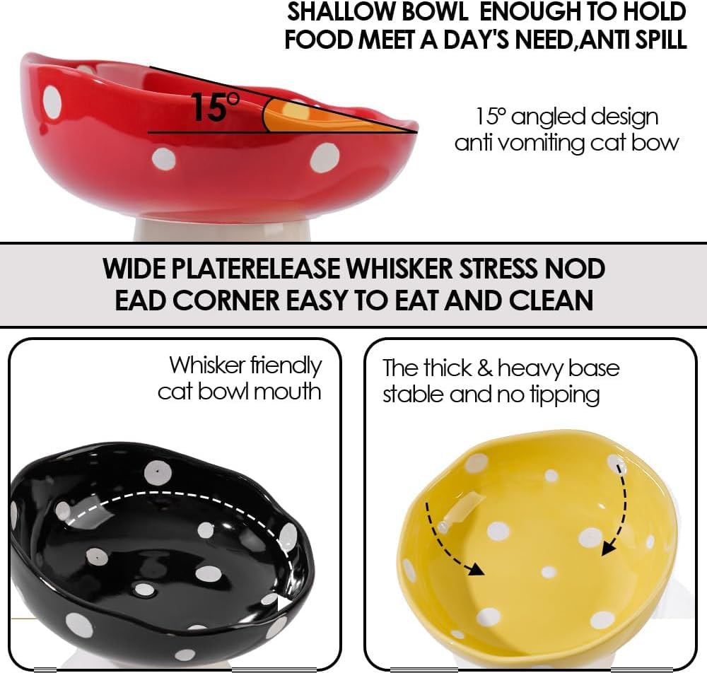 TRUNDISAN wide shallow whisker-friendly bowl reduces whisker contact during meals.