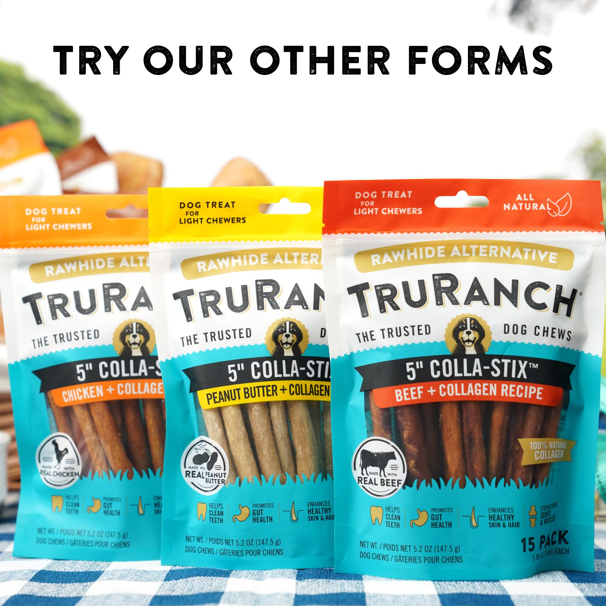 TRURANCH collagen dog chips bowl serve ready snack for dogs.