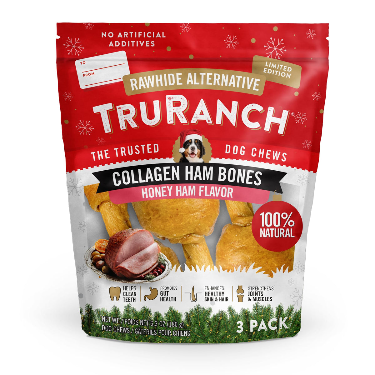 TRURANCH collagen drumsticks honey ham packaging, Limited Edition holiday design for gifting