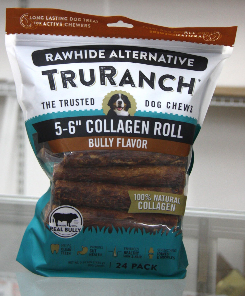 TRURANCH collagen roll bully flavor close-up showing durable chew texture for joint support