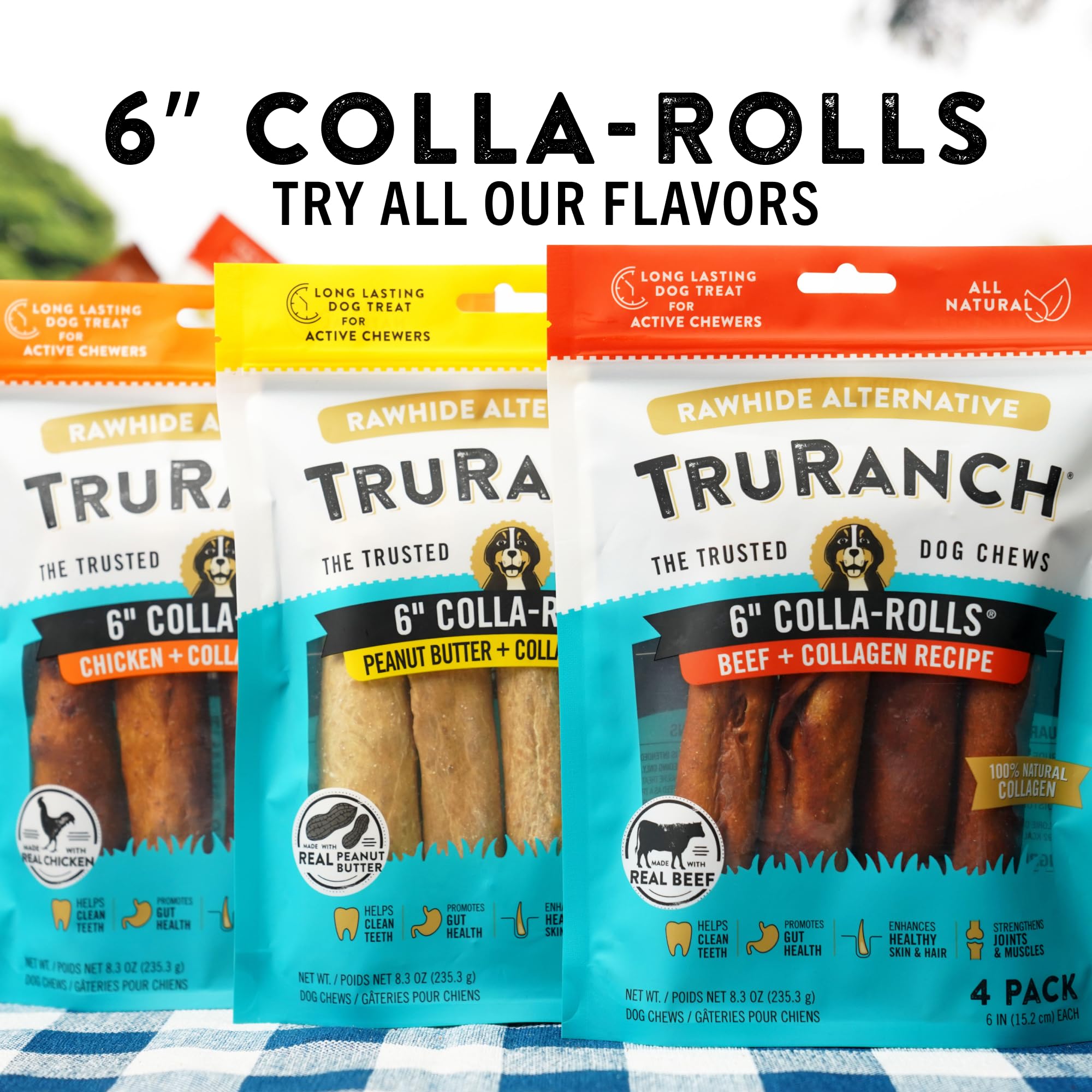 TRURANCH Collagen Rolls allergen free label closeup communicates suitability for sensitivities