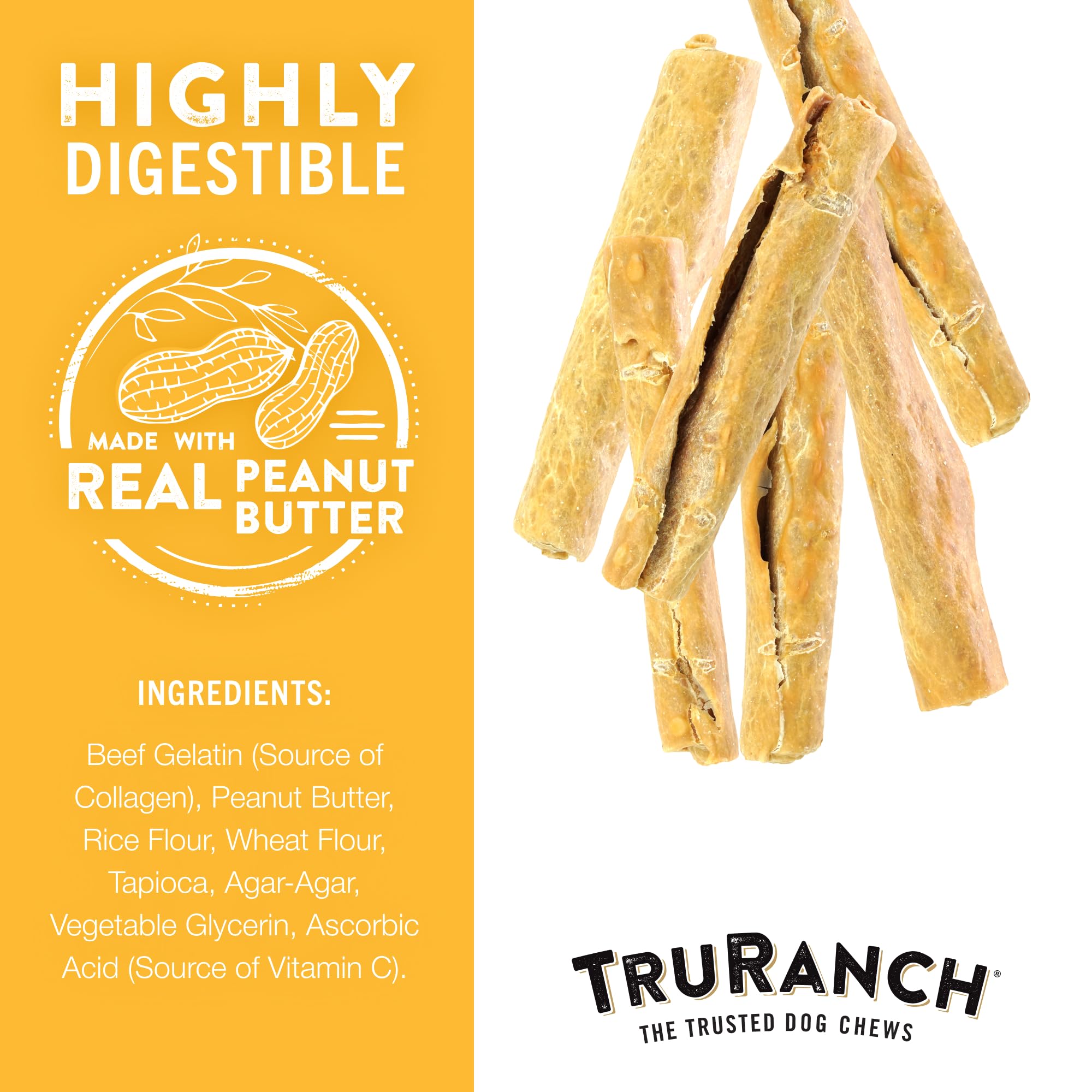 Beef gelatin label on TRURANCH rolls highlights natural collagen source.