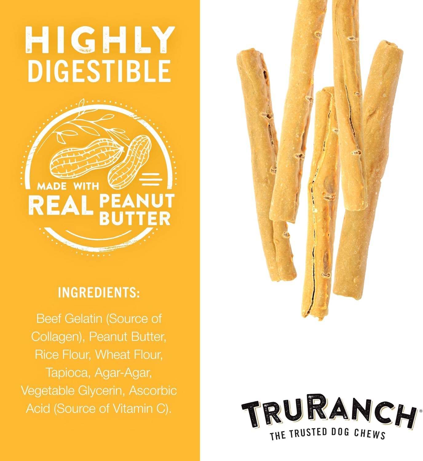 TRURANCH collagen-rolls dense texture image highlighting dental-safe chew reducing plaque risk