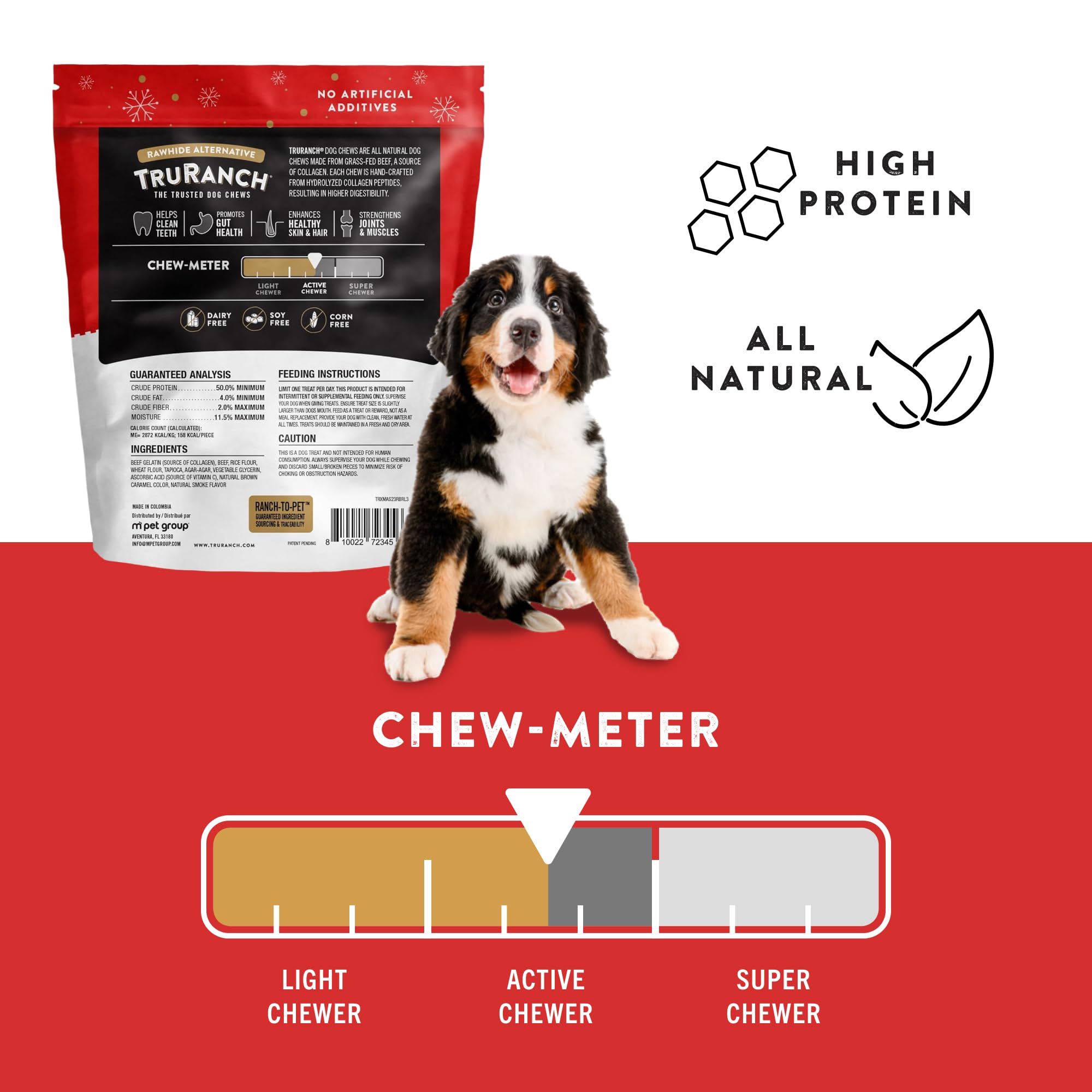 TRURANCH collagen rolls rawhide-free label signals allergy-friendly option