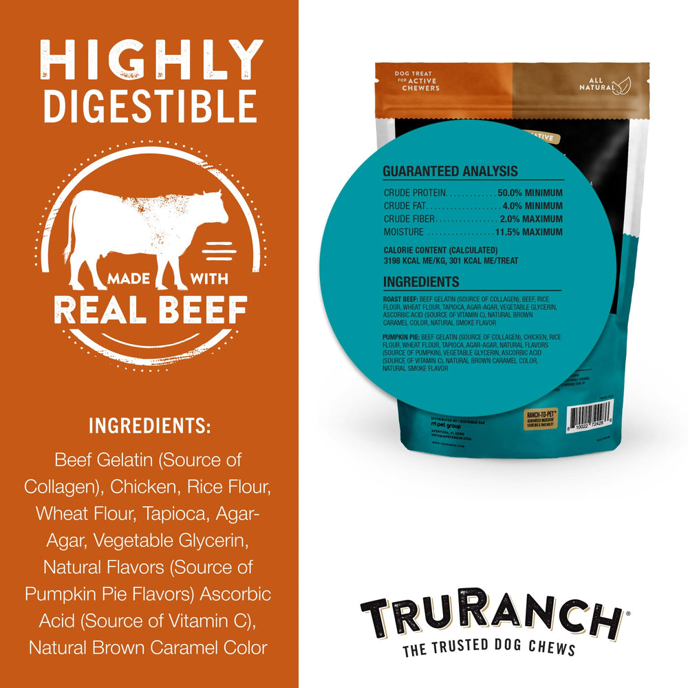 TRURANCH collagen sticks dog chew closeup demonstrates rawhide-free, digest-friendly texture