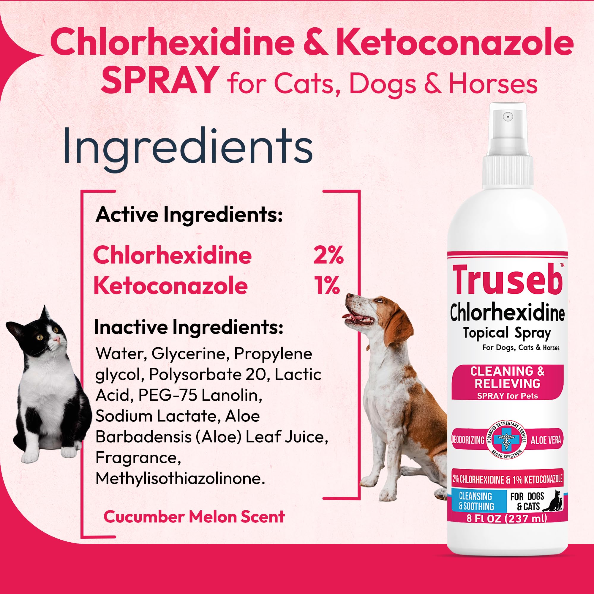 Truseb bottle spray action demonstrates topical application for skin care.