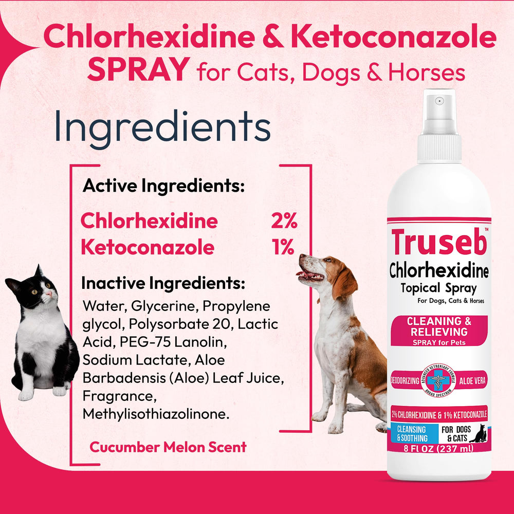 Truseb bottle spray action demonstrates topical application for skin care.
