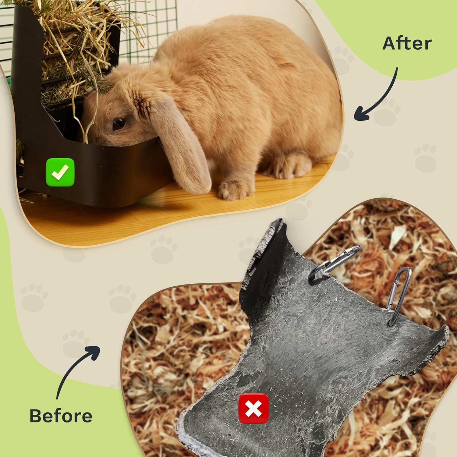 Trustic hay stays clean inside bin design with removable stagnated hay area.