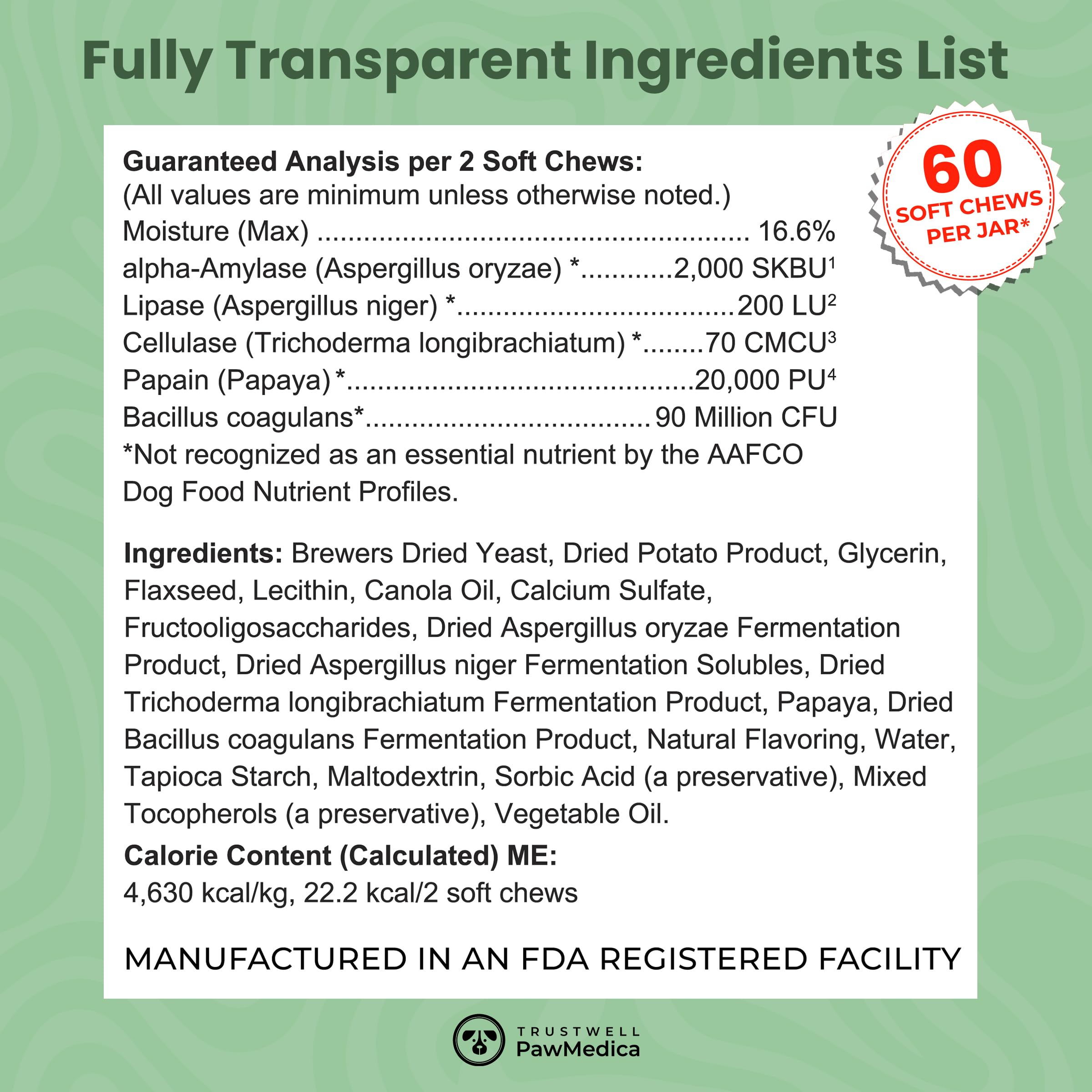 Trustwell PawMedica probiotic chews packaging signals Made in USA quality for pet digestive health